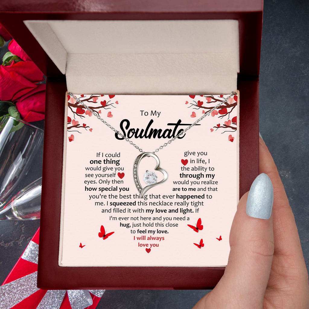 Soulmate Romantic Heart Pendant Necklace - Hold This Tight to Feel My Love