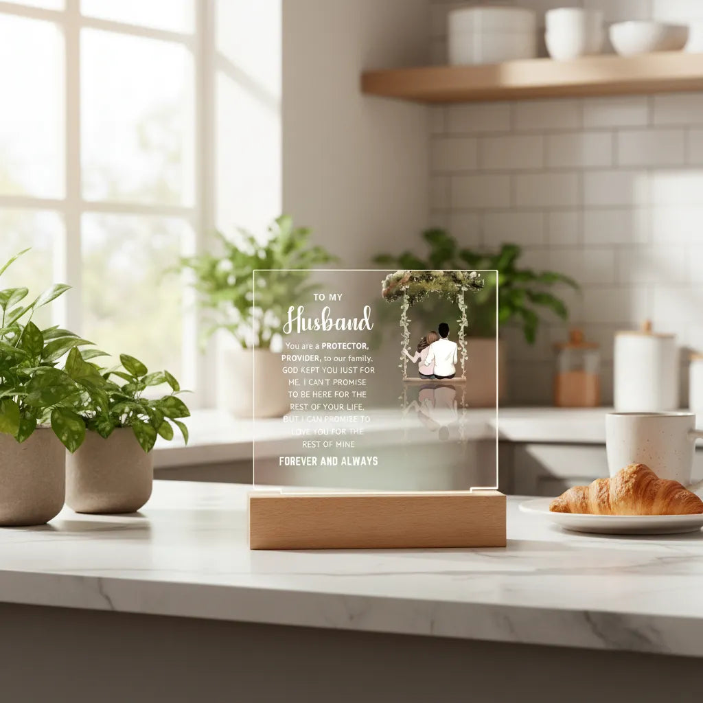 Husband LED Acrylic Plaque – Faith-Filled Love Gift for Husband, Forever and Always Keepsake