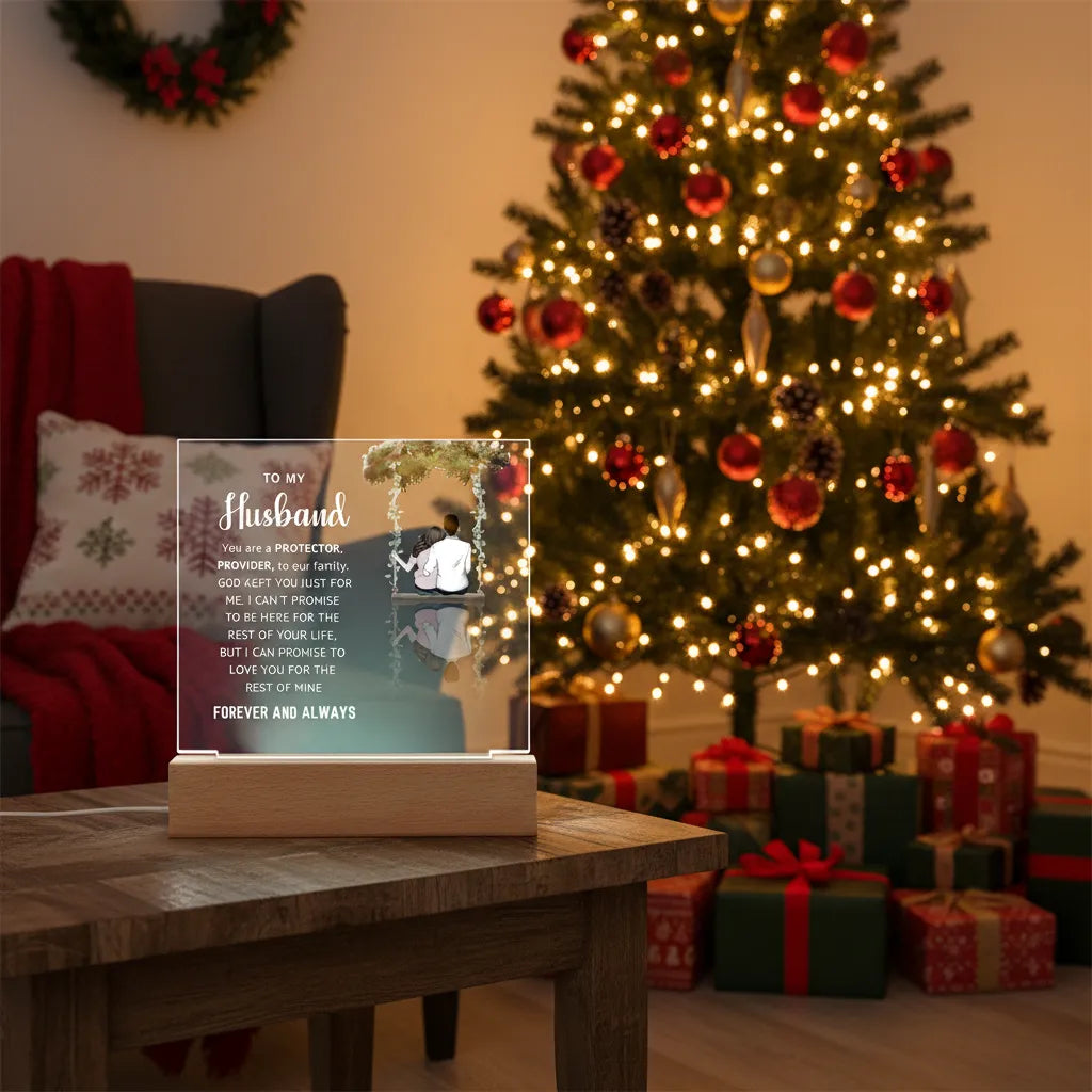 Husband LED Acrylic Plaque – Faith-Filled Love Gift for Husband, Forever and Always Keepsake