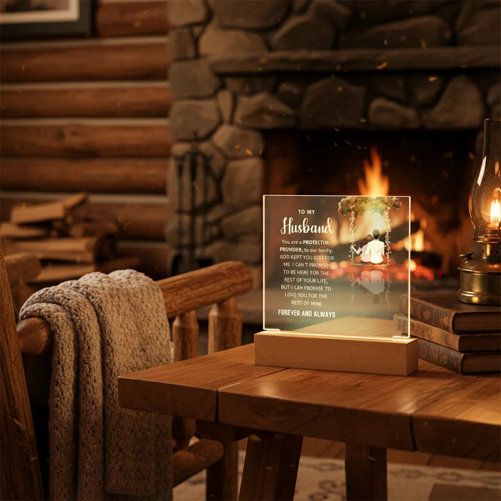 Husband LED Acrylic Plaque – Faith-Filled Love Gift for Husband, Forever and Always Keepsake