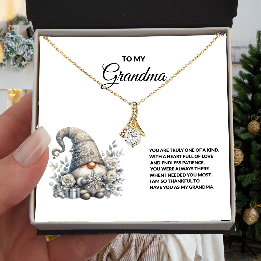 Grandma Gift - Necklace with Winter Gnome Heartfelt Message Card