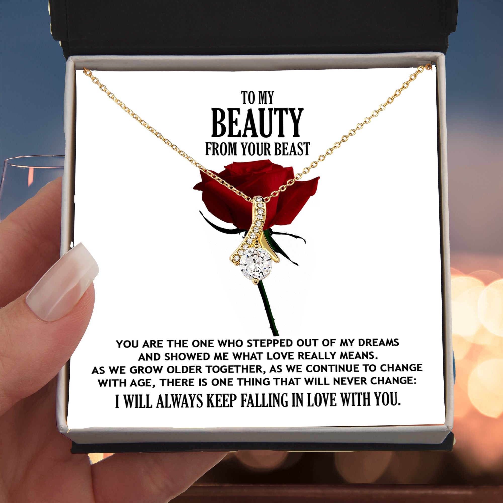 To My Beauty From Your Beast - You Stepped Out of my Dreams Romantic Soulmate Necklace