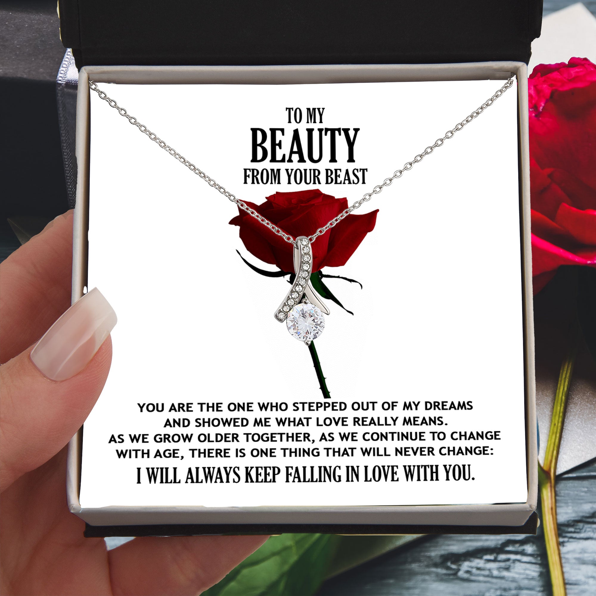 To My Beauty From Your Beast - You Stepped Out of my Dreams Romantic Soulmate Necklace