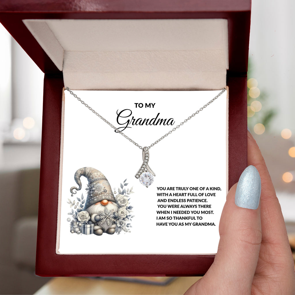 Grandma Gift - Necklace with Winter Gnome Heartfelt Message Card
