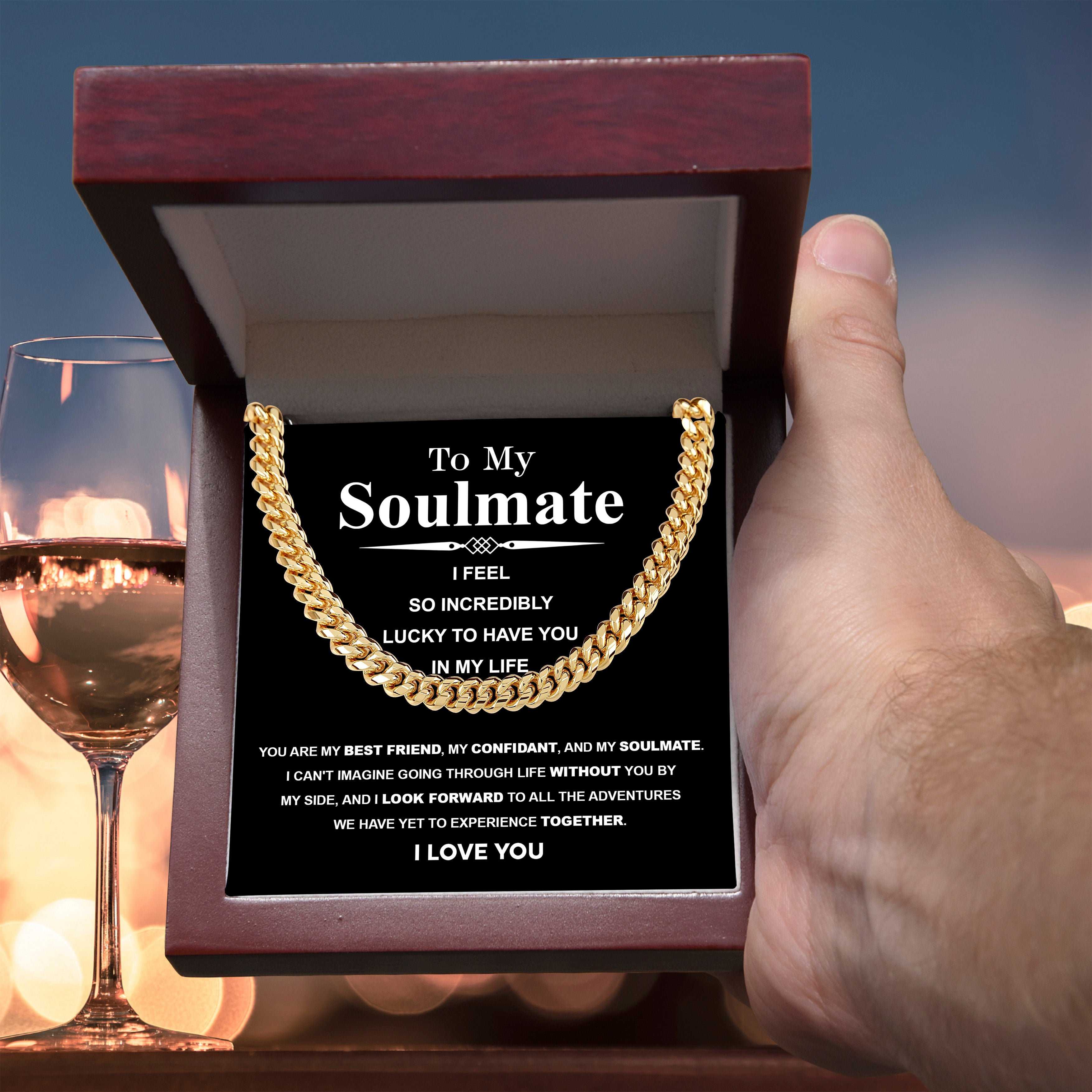 To My Soulmate Cuban Link Necklace – I Feel So Lucky to Have You, Love Gift for Him