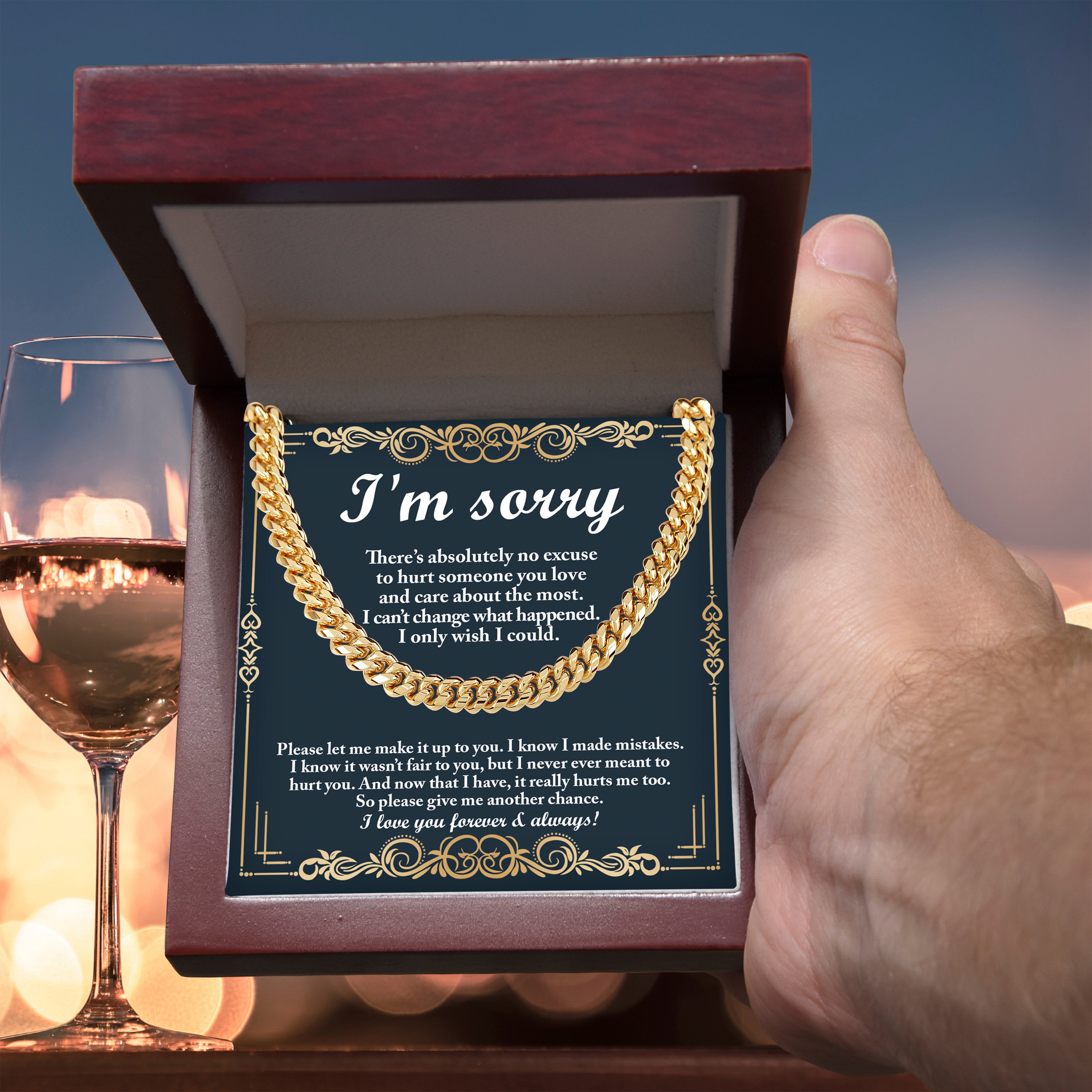 Heartfelt Apology Cuban Link Necklace – To My Love | Gold Chain Gift for Boyfriend or Husband