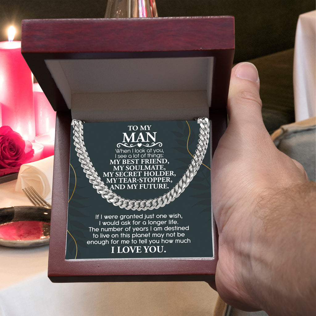 To My Man Cuban Link Necklace – Soulmate & Best Friend Love Gift for Him