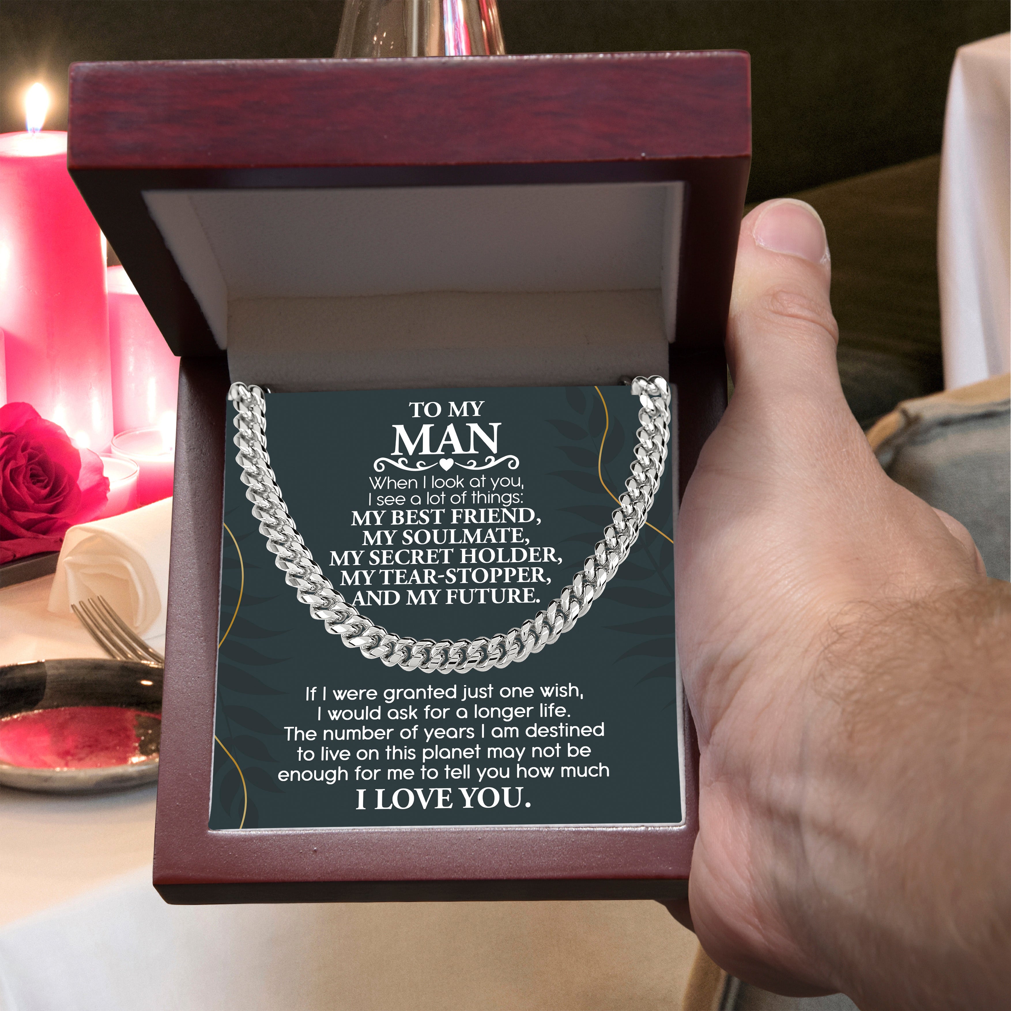 To My Man Cuban Link Necklace – Soulmate & Best Friend Love Gift for Him