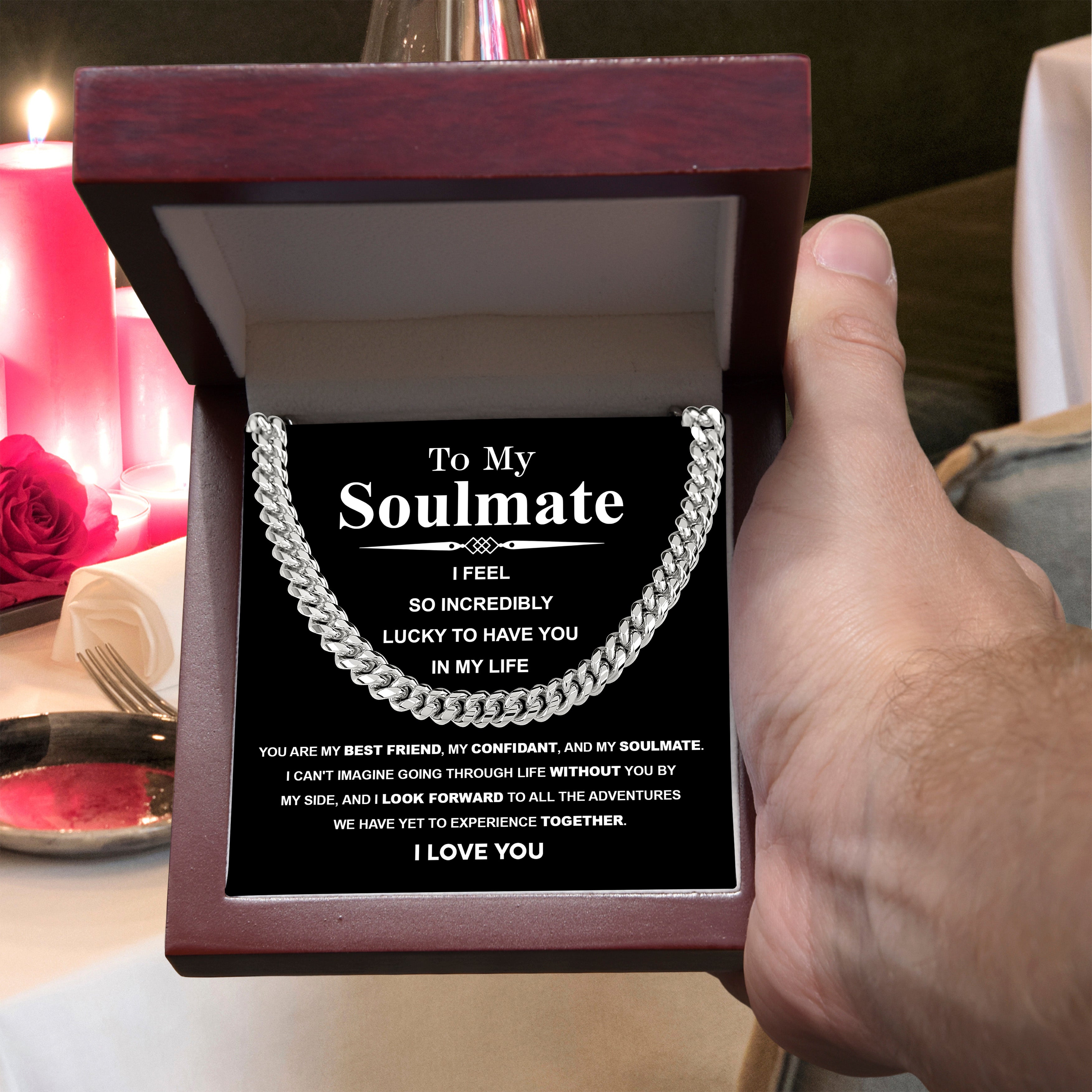 To My Soulmate Cuban Link Necklace – I Feel So Lucky to Have You, Love Gift for Him