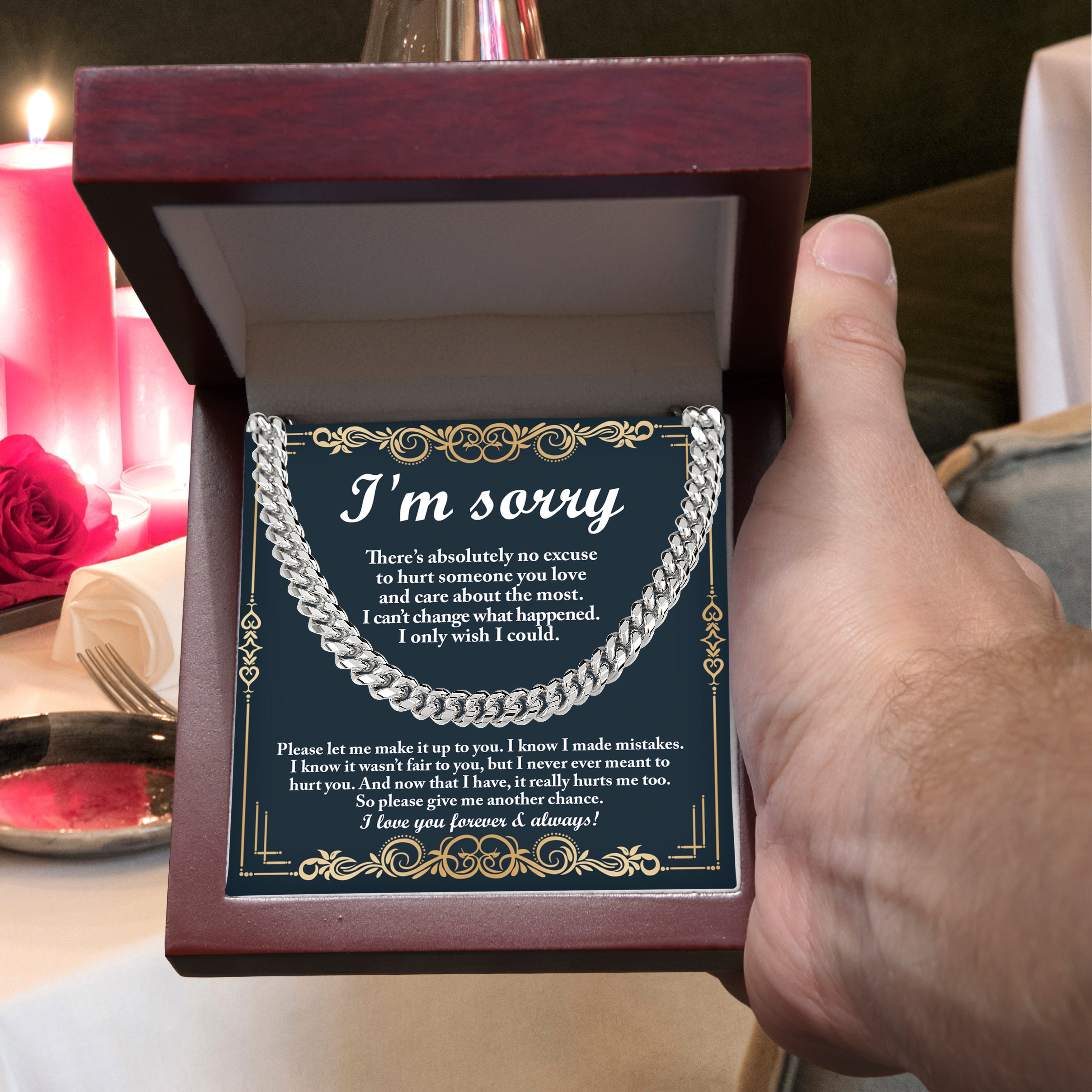 Heartfelt Apology Cuban Link Necklace – To My Love | Gold Chain Gift for Boyfriend or Husband