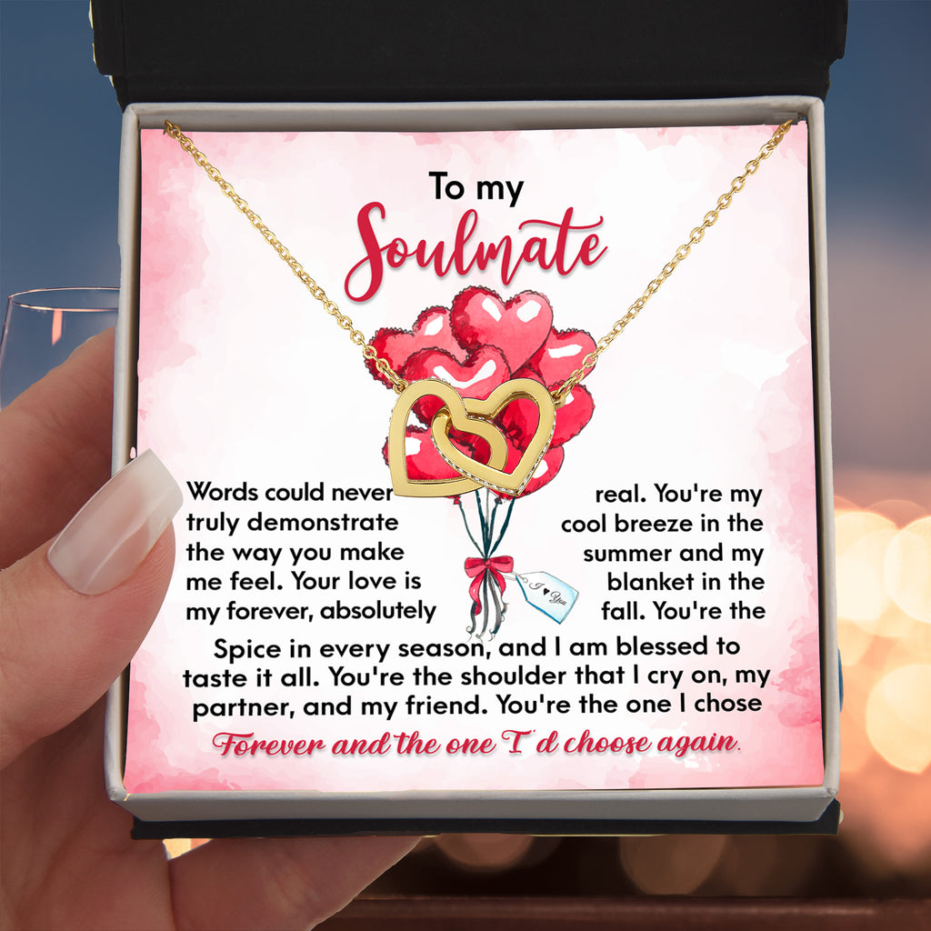 To My Soulmate Interlocking Hearts Necklace – Forever Love Gift for Wife or Girlfriend