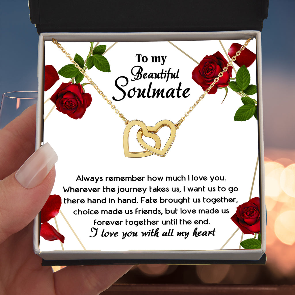 To My Beautiful Soulmate – All My Heart Interlocking Hearts Necklace