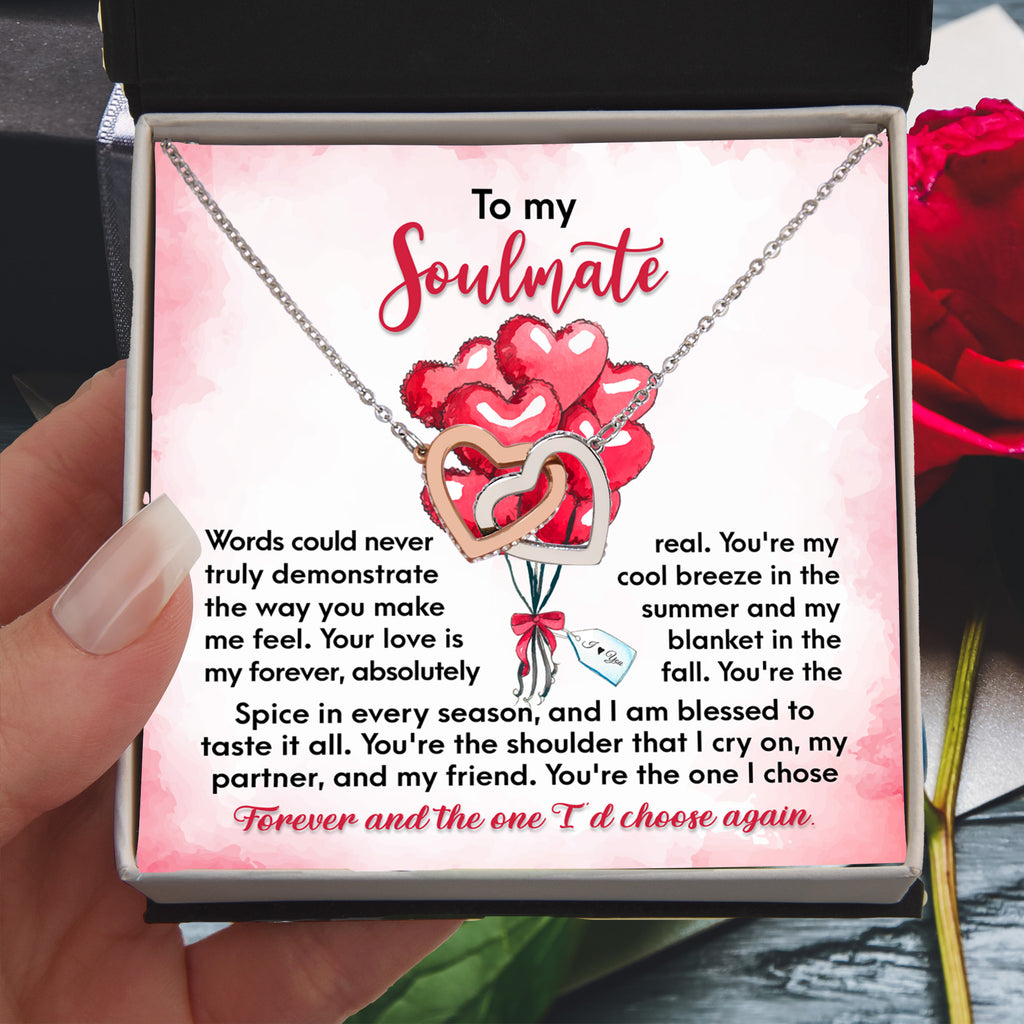 To My Soulmate Interlocking Hearts Necklace – Forever Love Gift for Wife or Girlfriend