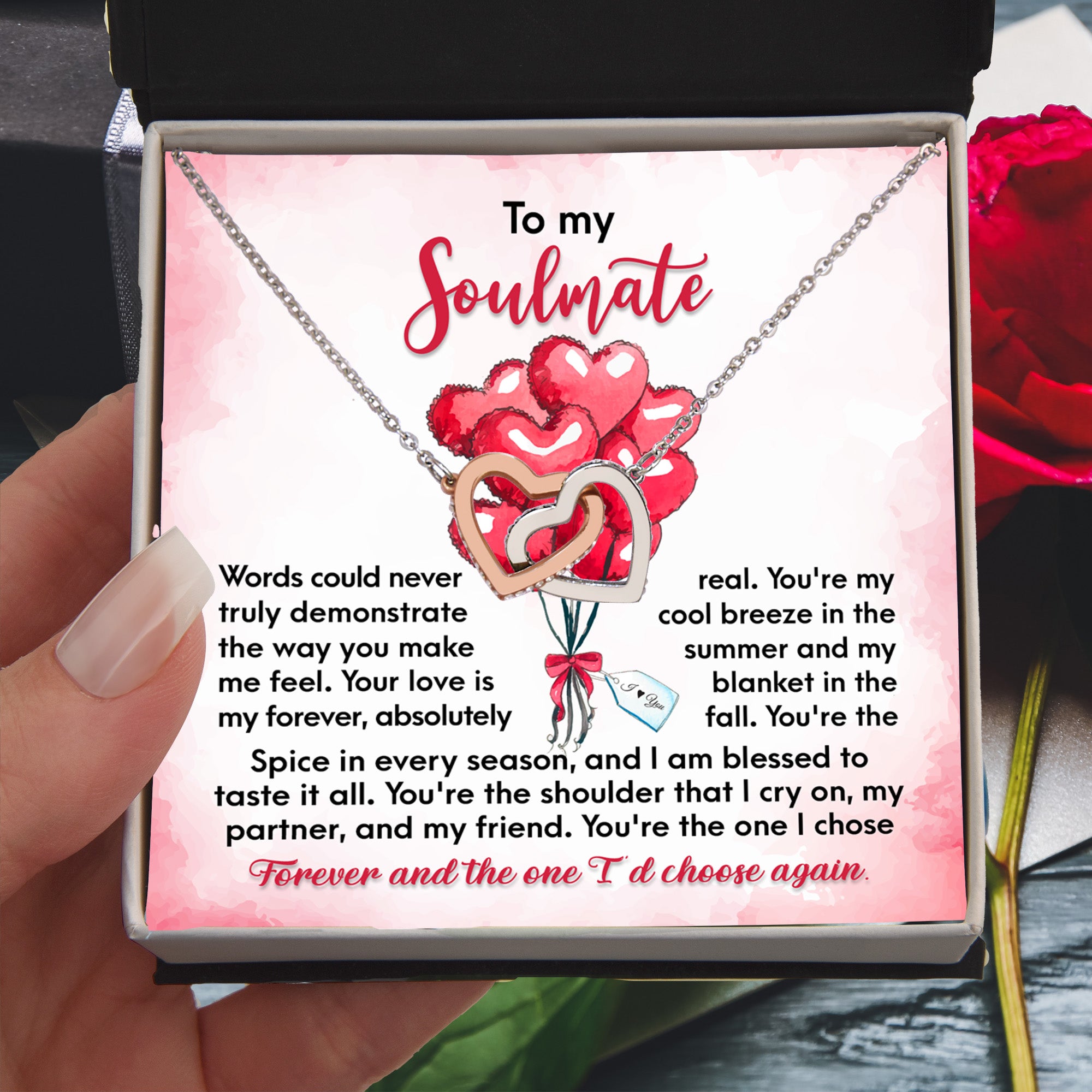 To My Soulmate Interlocking Hearts Necklace – Forever Love Gift for Wife or Girlfriend