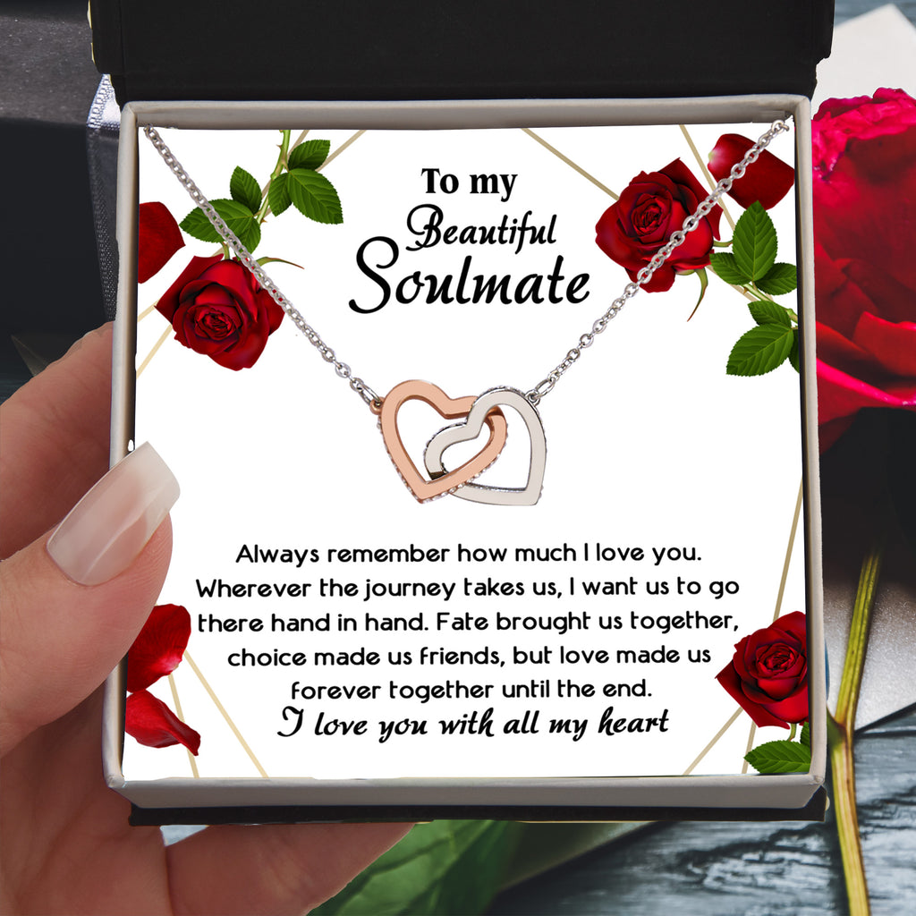 To My Beautiful Soulmate – All My Heart Interlocking Hearts Necklace