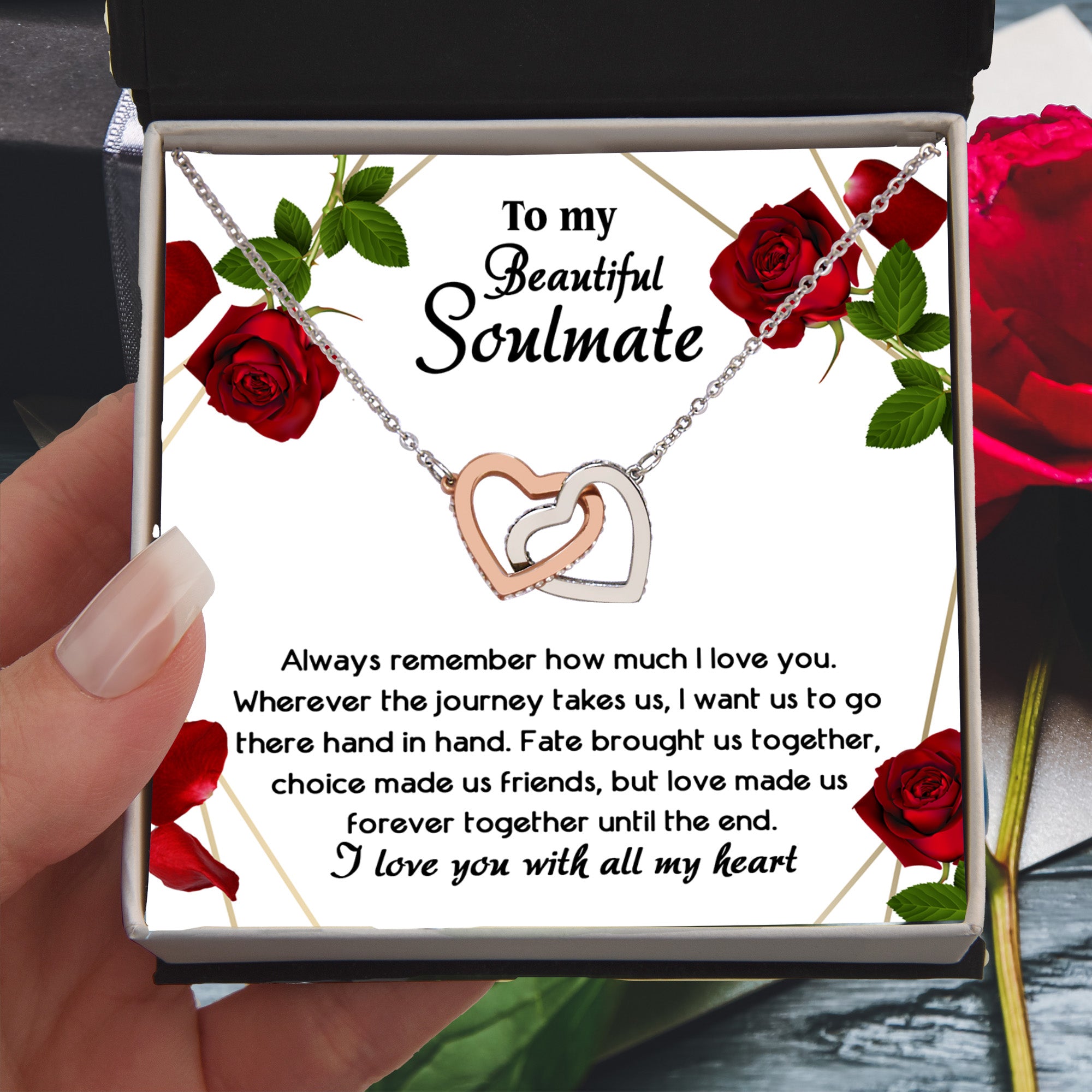 To My Beautiful Soulmate – All My Heart Interlocking Hearts Necklace