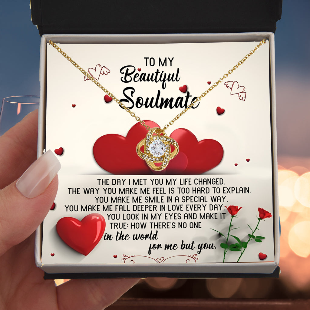 To My Beautiful Soulmate Love Knot Necklace – Romantic Forever Love Gift for Her