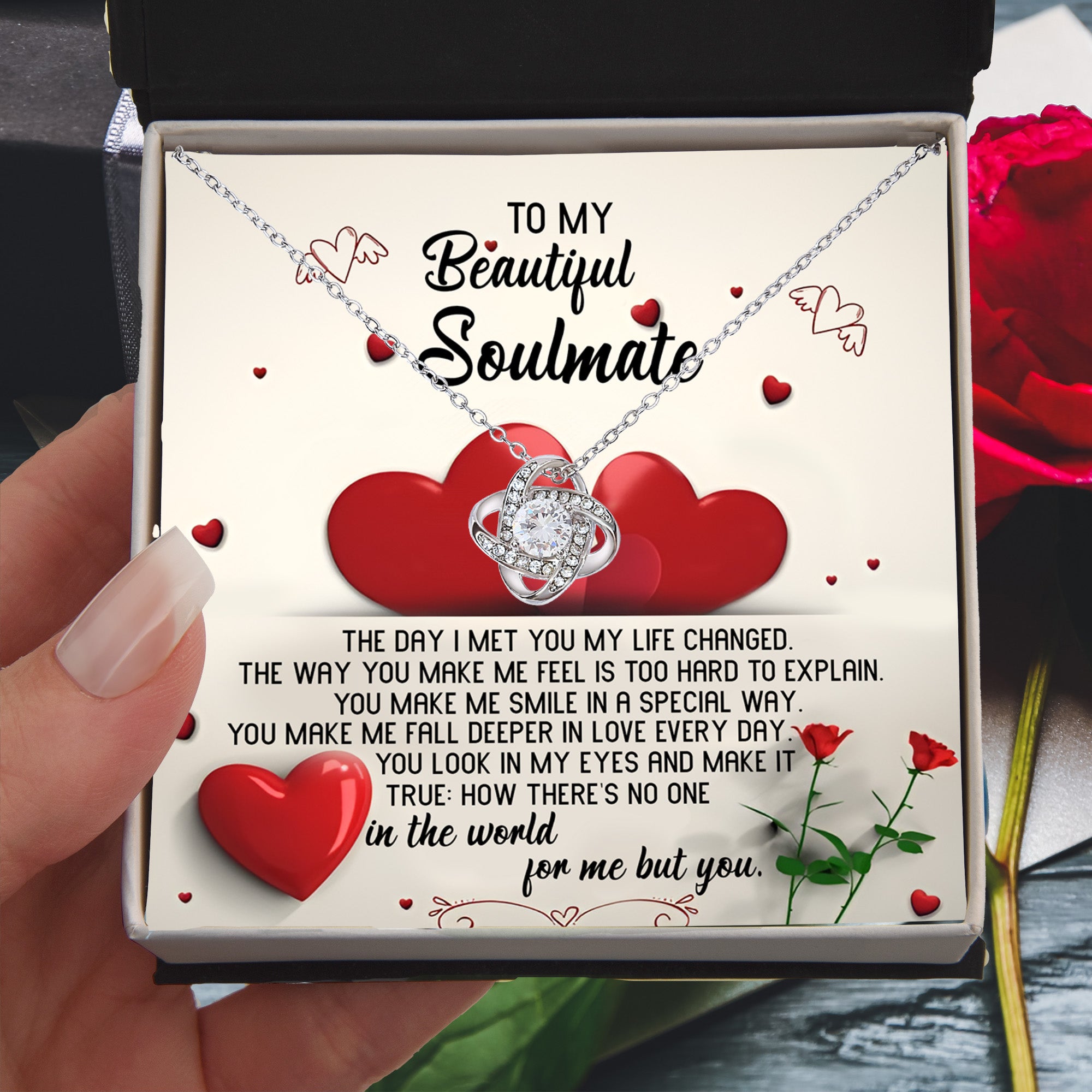 To My Beautiful Soulmate Love Knot Necklace – Romantic Forever Love Gift for Her
