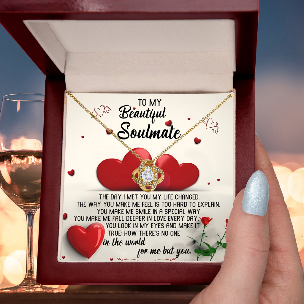 To My Beautiful Soulmate Love Knot Necklace – Romantic Forever Love Gift for Her