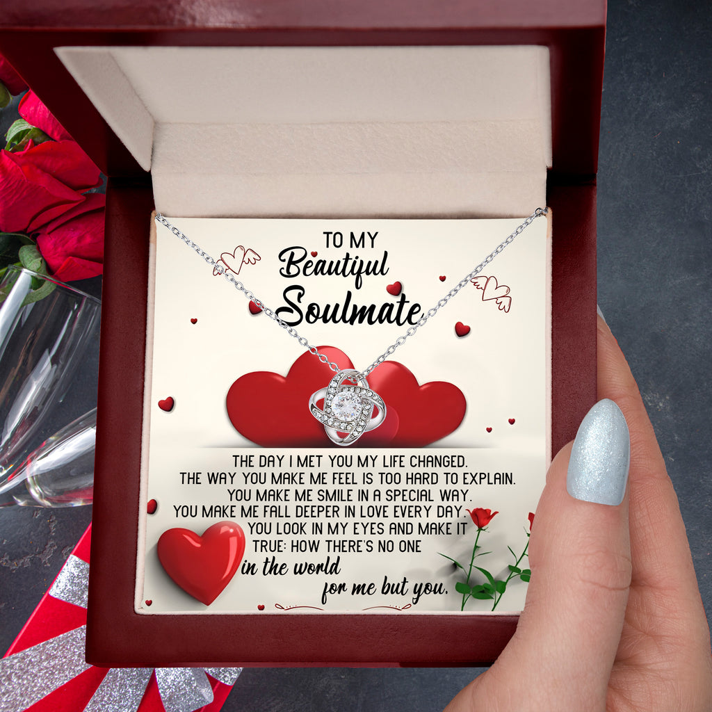 To My Beautiful Soulmate Love Knot Necklace – Romantic Forever Love Gift for Her