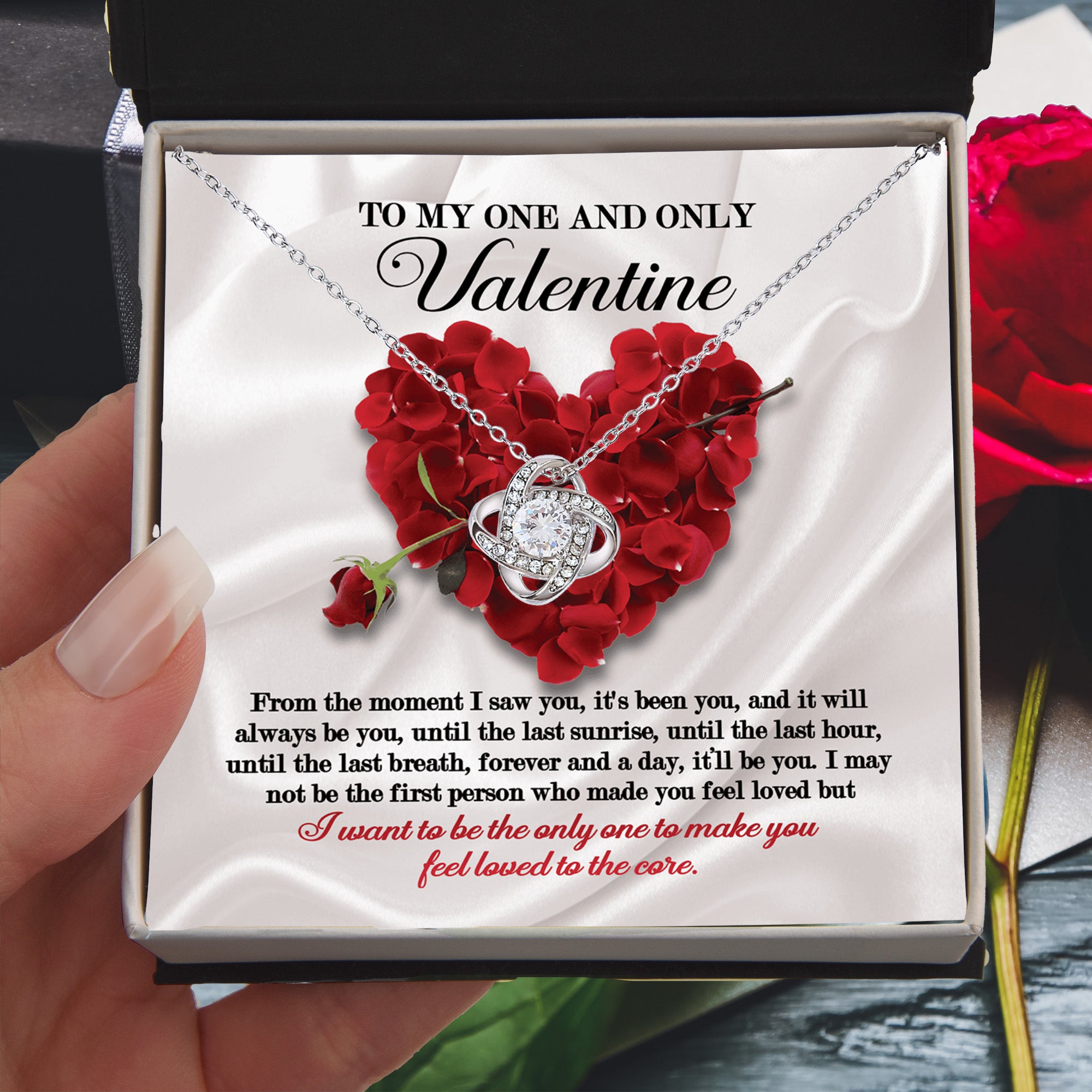 To My One and Only Valentine Love Knot Necklace – Romantic Forever Love Gift for Wife or Girlfriend