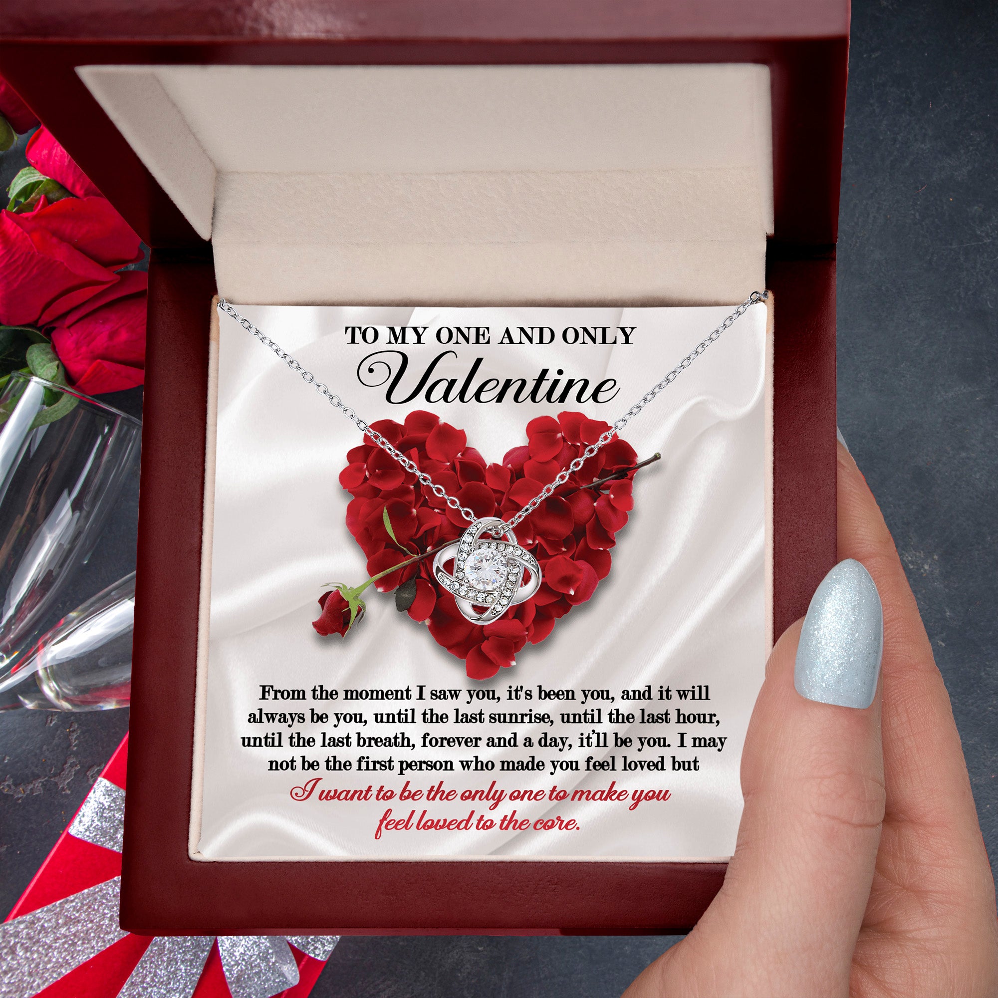 To My One and Only Valentine Love Knot Necklace – Romantic Forever Love Gift for Wife or Girlfriend