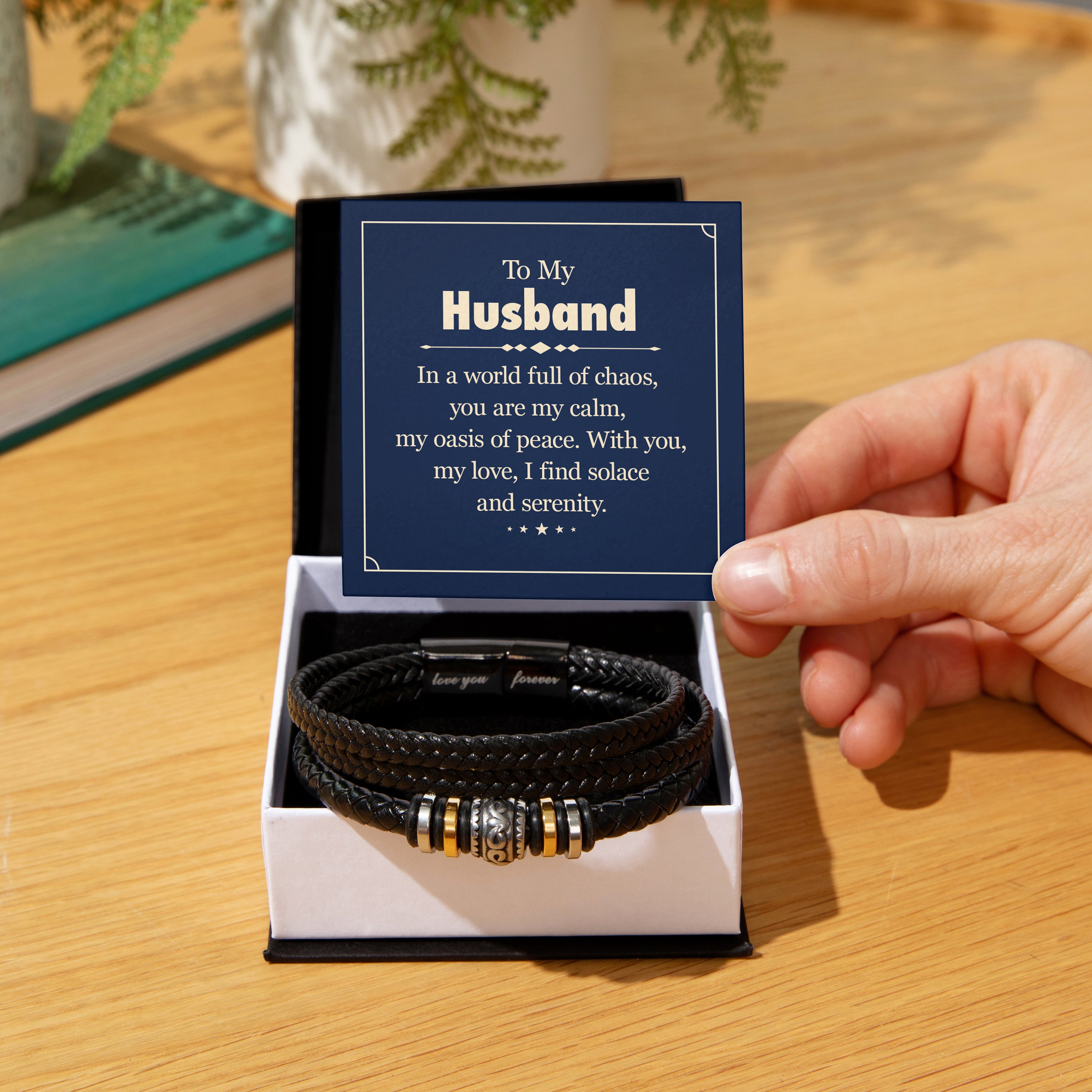 Husband Gift - In a World Of Chaos, You are my Calm Men's Leather Brracelet