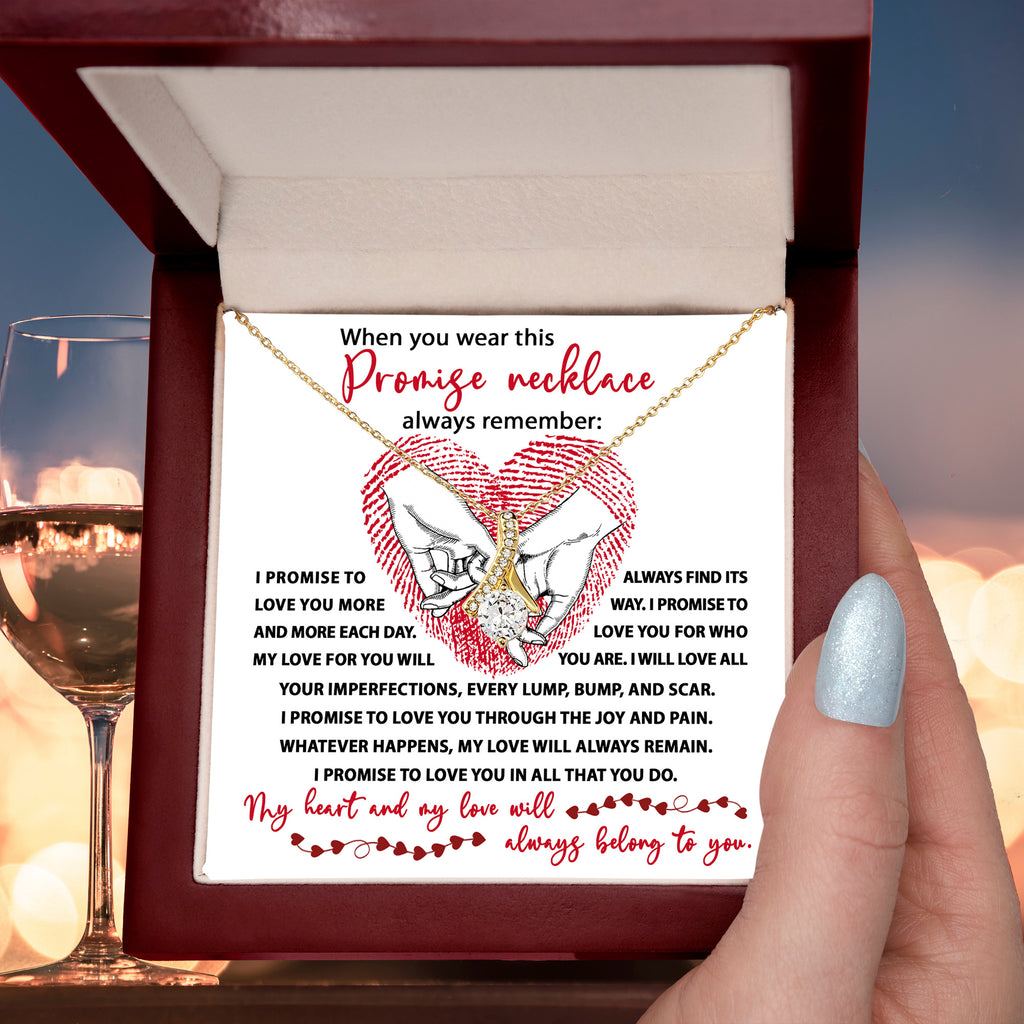 Promise Necklace – Romantic Gift with Deep Love Vows and Heartfelt Message Card