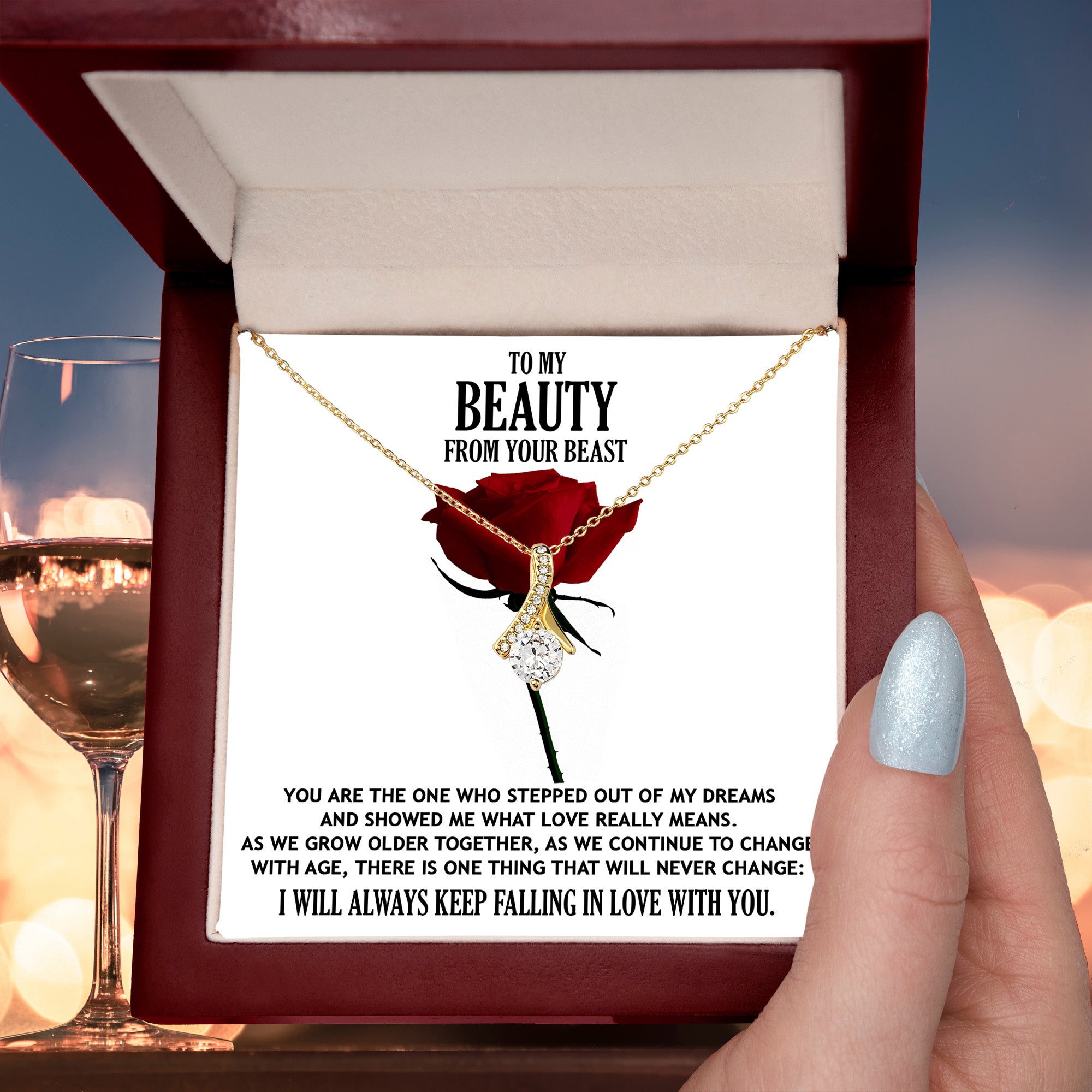 To My Beauty From Your Beast - You Stepped Out of my Dreams Romantic Soulmate Necklace