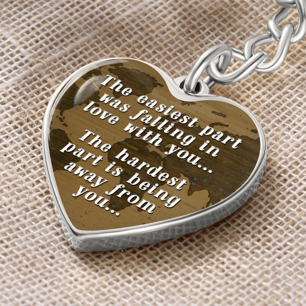 Long Distance Love Heart Keychain – The Easiest Part Was Falling in Love Romantic Gift