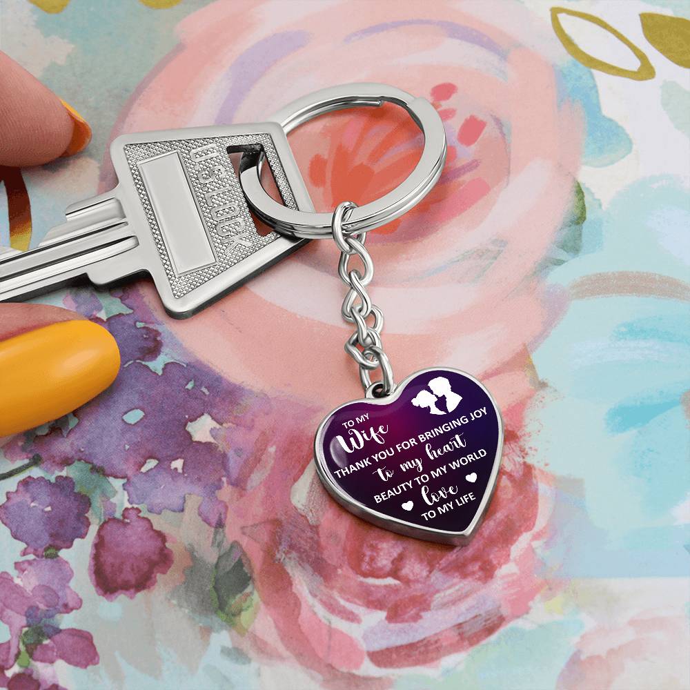 To My Wife Heart Keychain – Thank You for Bringing Joy to My Heart Romantic Gift for Wife