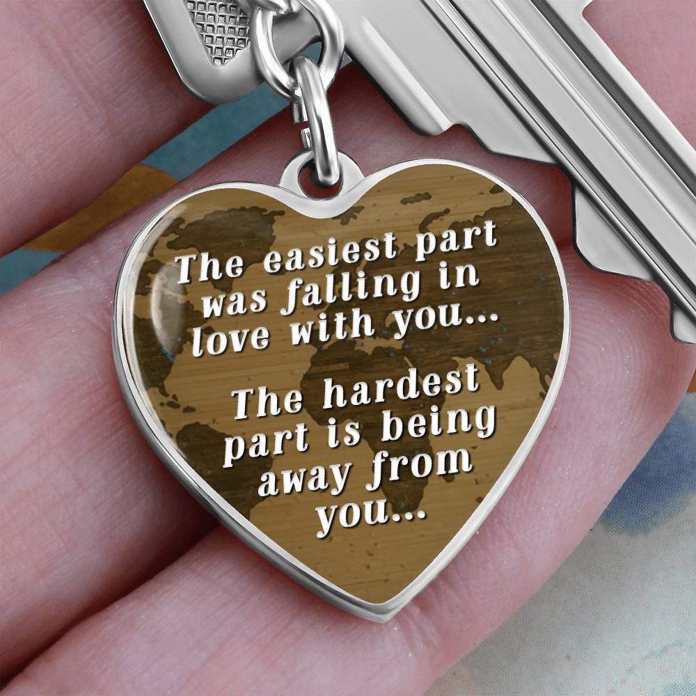 Long Distance Love Heart Keychain – The Easiest Part Was Falling in Love Romantic Gift