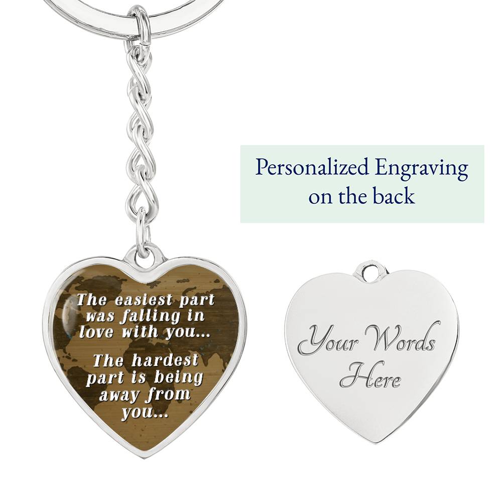 Long Distance Love Heart Keychain – The Easiest Part Was Falling in Love Romantic Gift