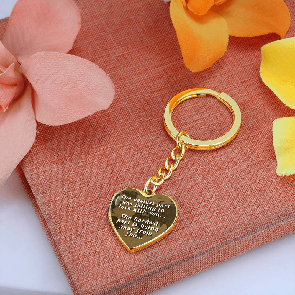 Long Distance Love Heart Keychain – The Easiest Part Was Falling in Love Romantic Gift