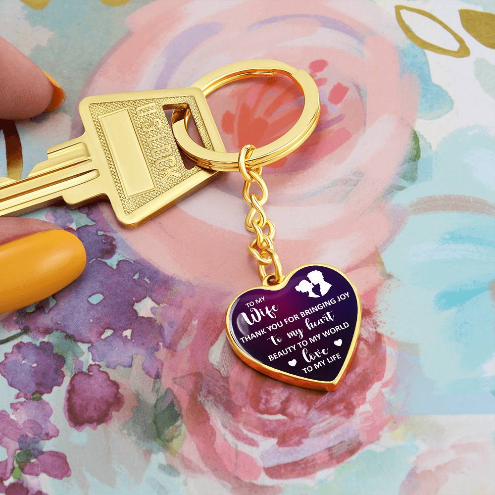 To My Wife Heart Keychain – Thank You for Bringing Joy to My Heart Romantic Gift for Wife