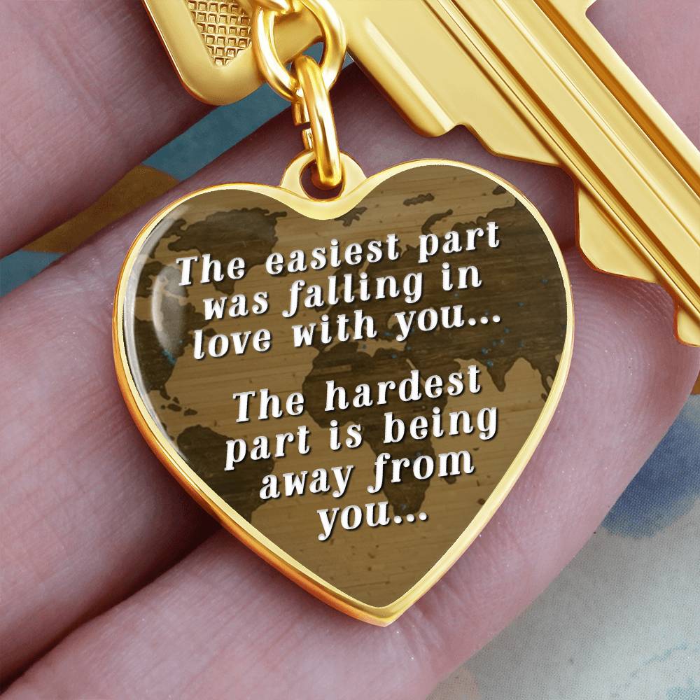 Long Distance Love Heart Keychain – The Easiest Part Was Falling in Love Romantic Gift