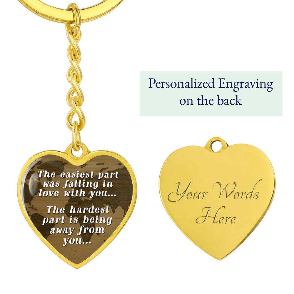 Long Distance Love Heart Keychain – The Easiest Part Was Falling in Love Romantic Gift
