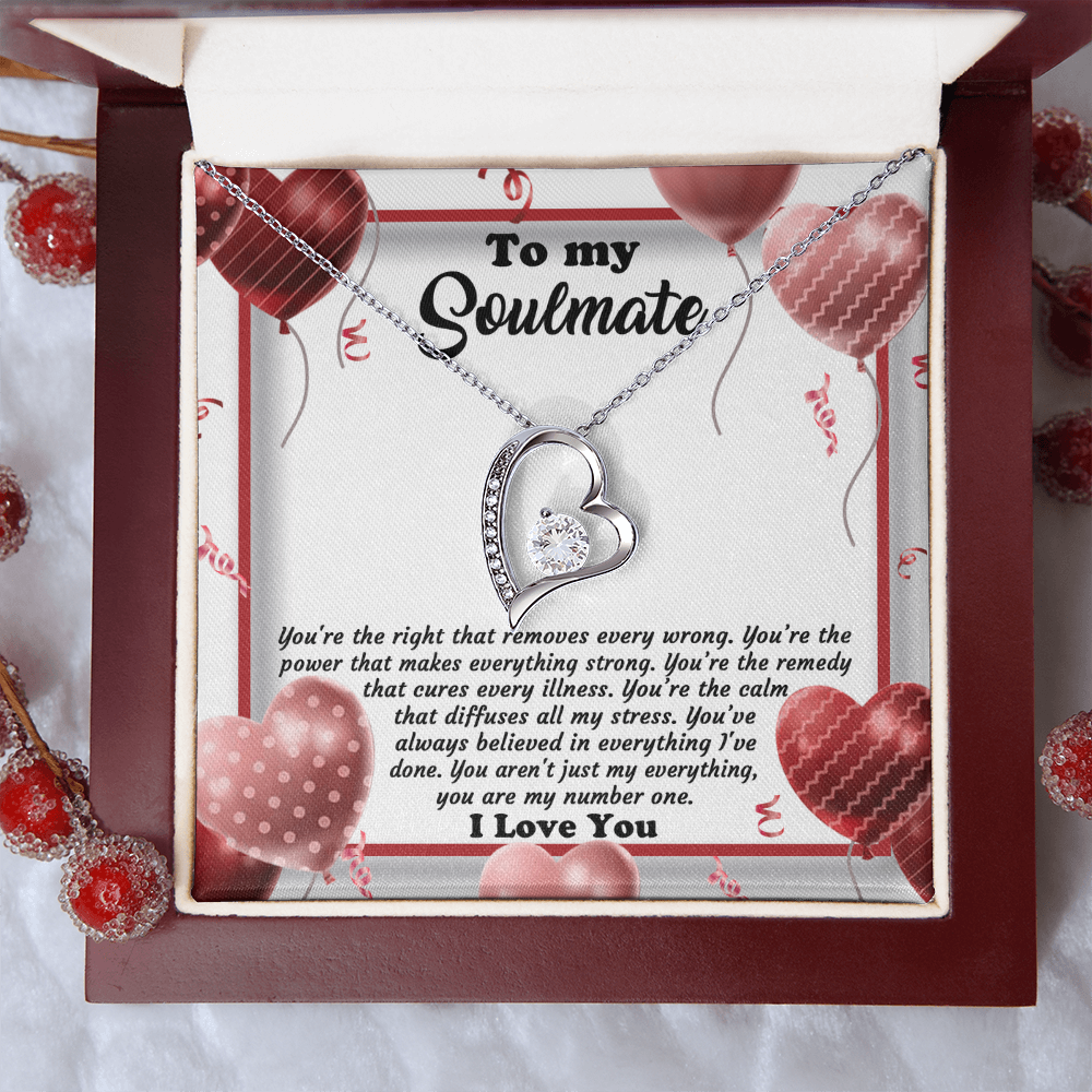 Soulmate - My Number One - Romantic Message with Forever Love Heart Necklace