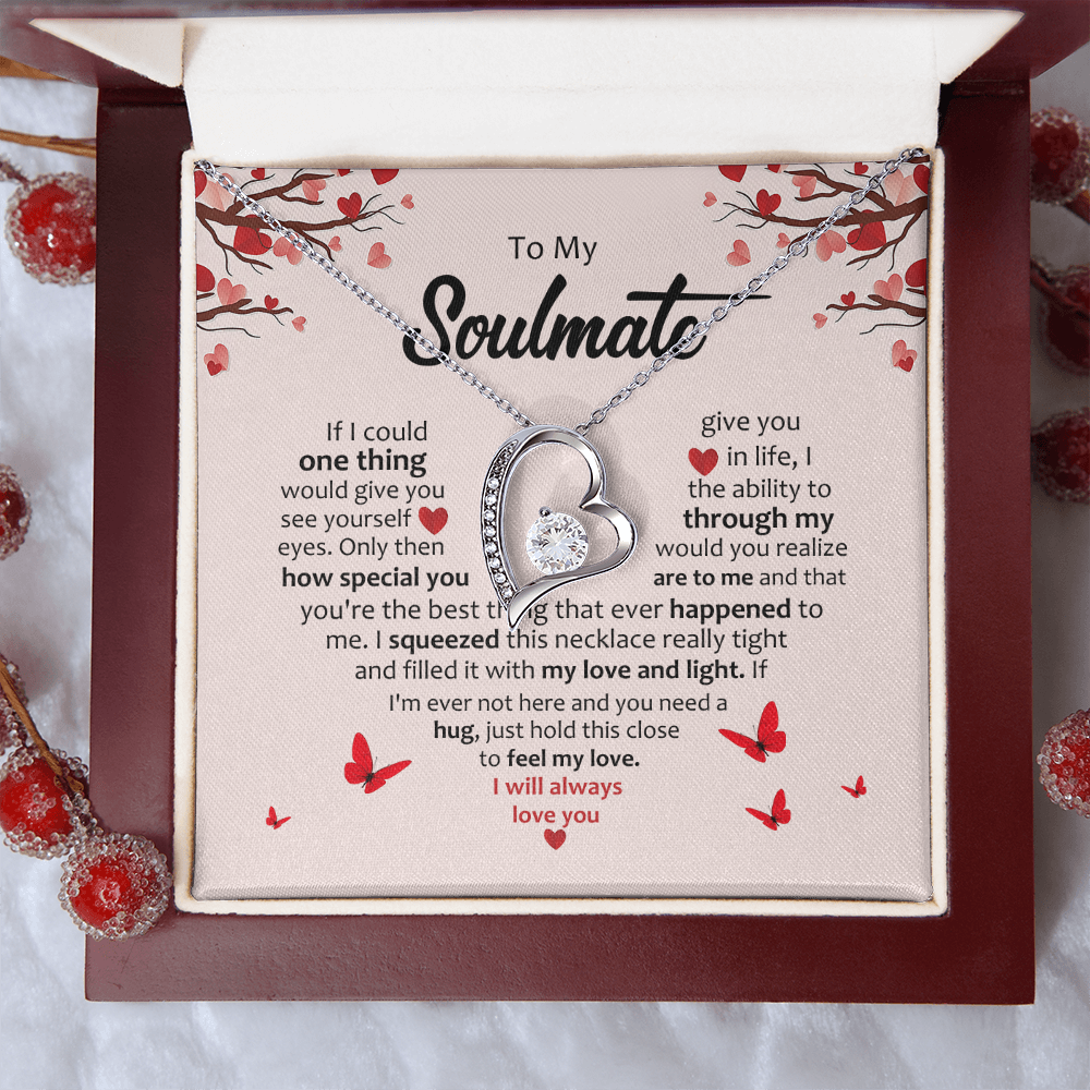 Soulmate Romantic Heart Pendant Necklace - Hold This Tight to Feel My Love