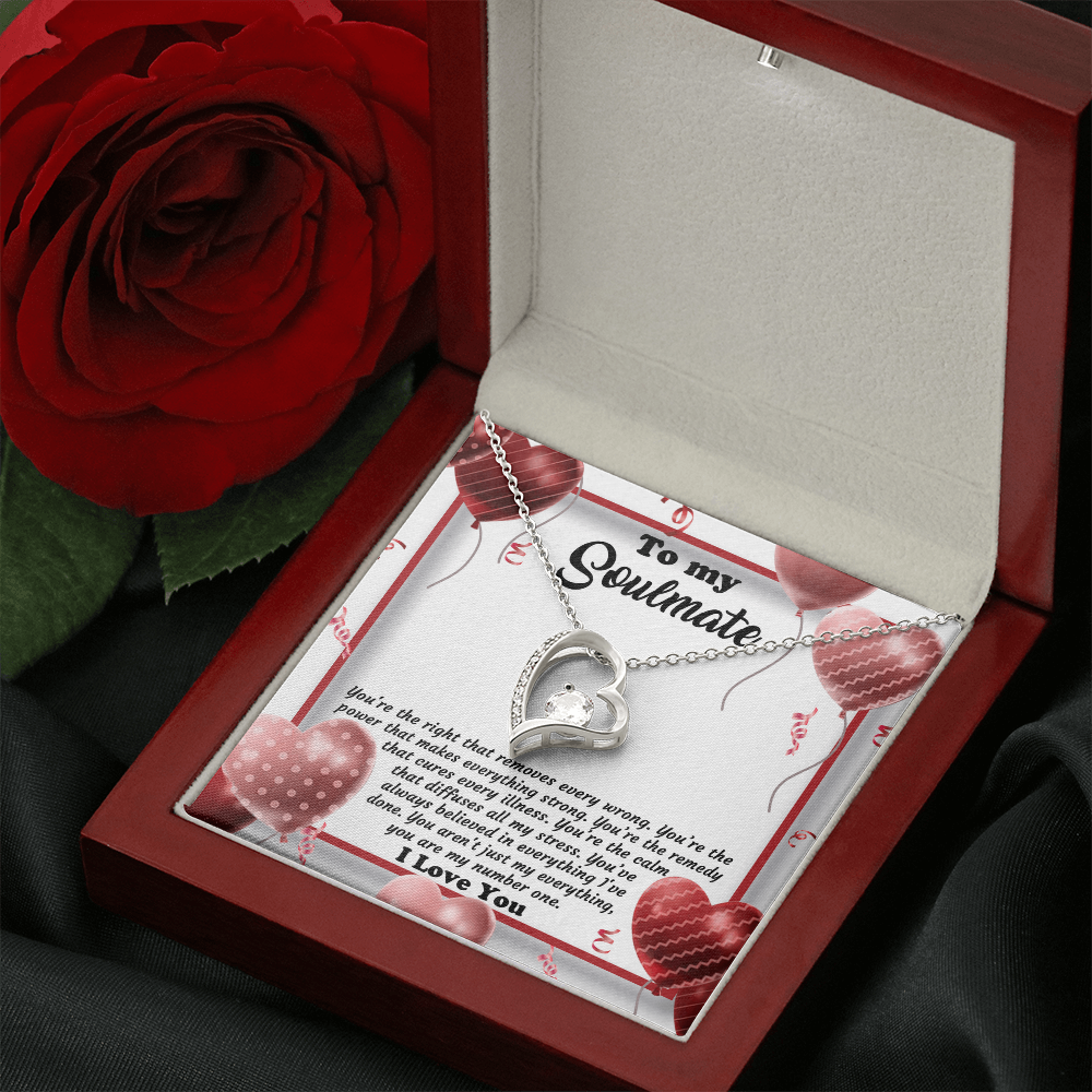 Soulmate - My Number One - Romantic Message with Forever Love Heart Necklace