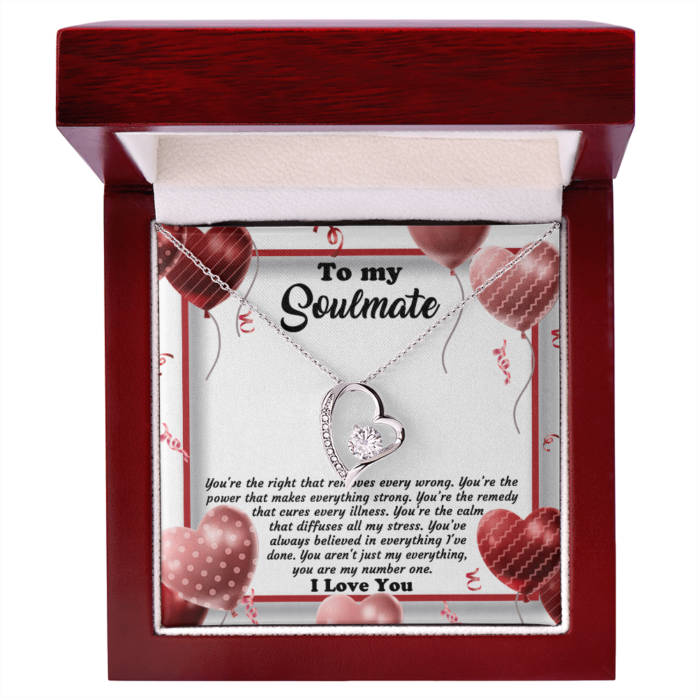 Soulmate - My Number One - Romantic Message with Forever Love Heart Necklace