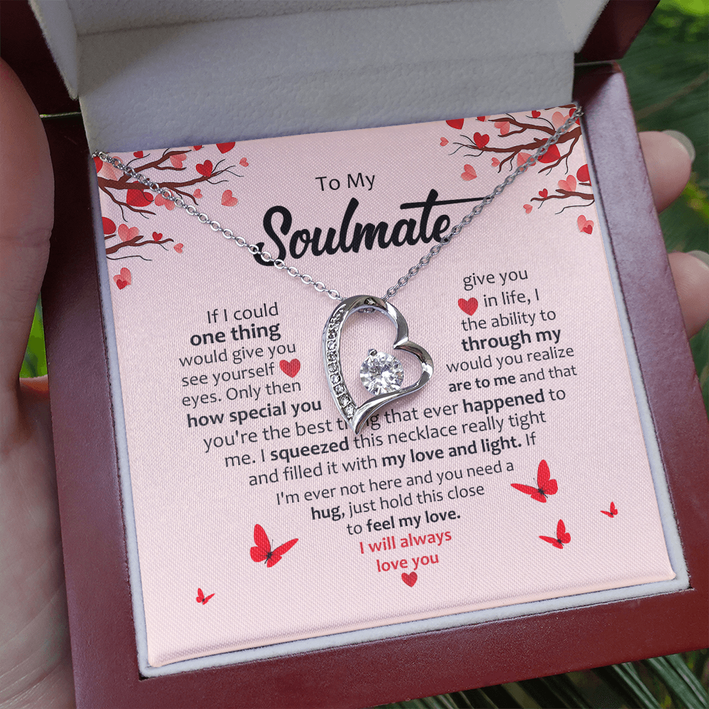 Soulmate Romantic Heart Pendant Necklace - Hold This Tight to Feel My Love