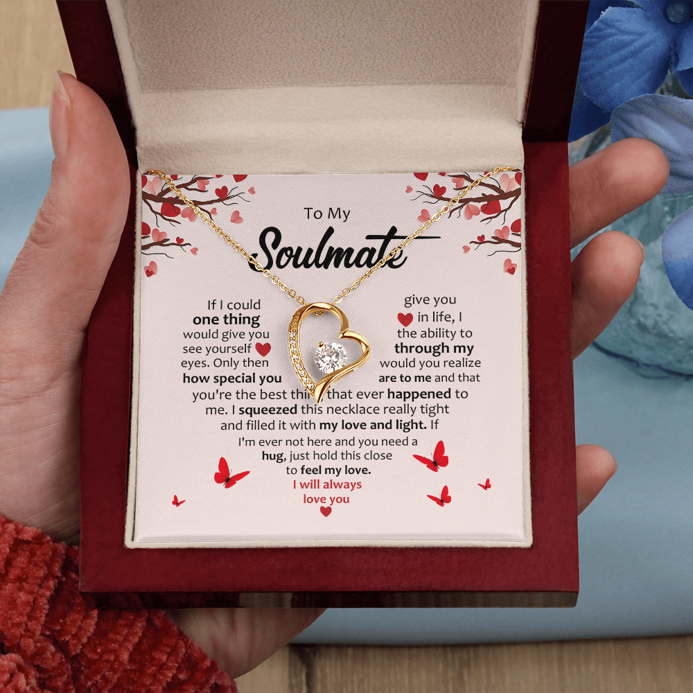 Soulmate Romantic Heart Pendant Necklace - Hold This Tight to Feel My Love