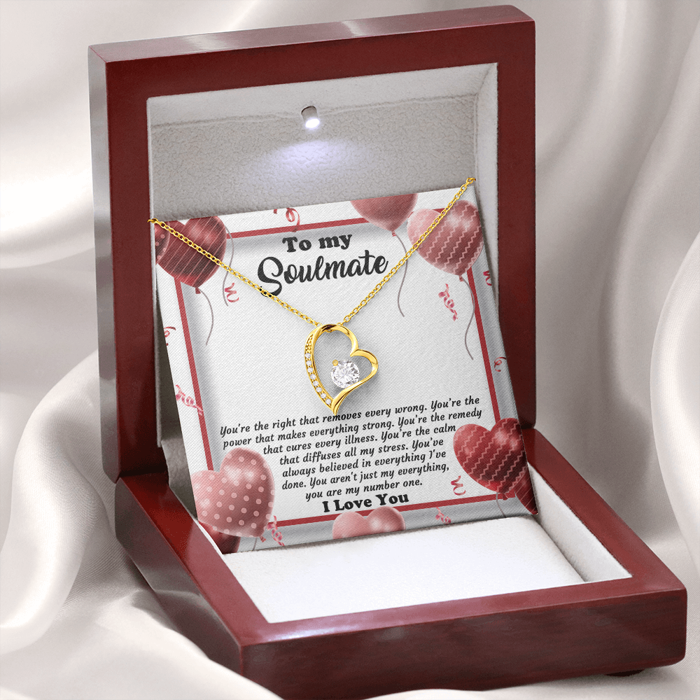 Soulmate - My Number One - Romantic Message with Forever Love Heart Necklace