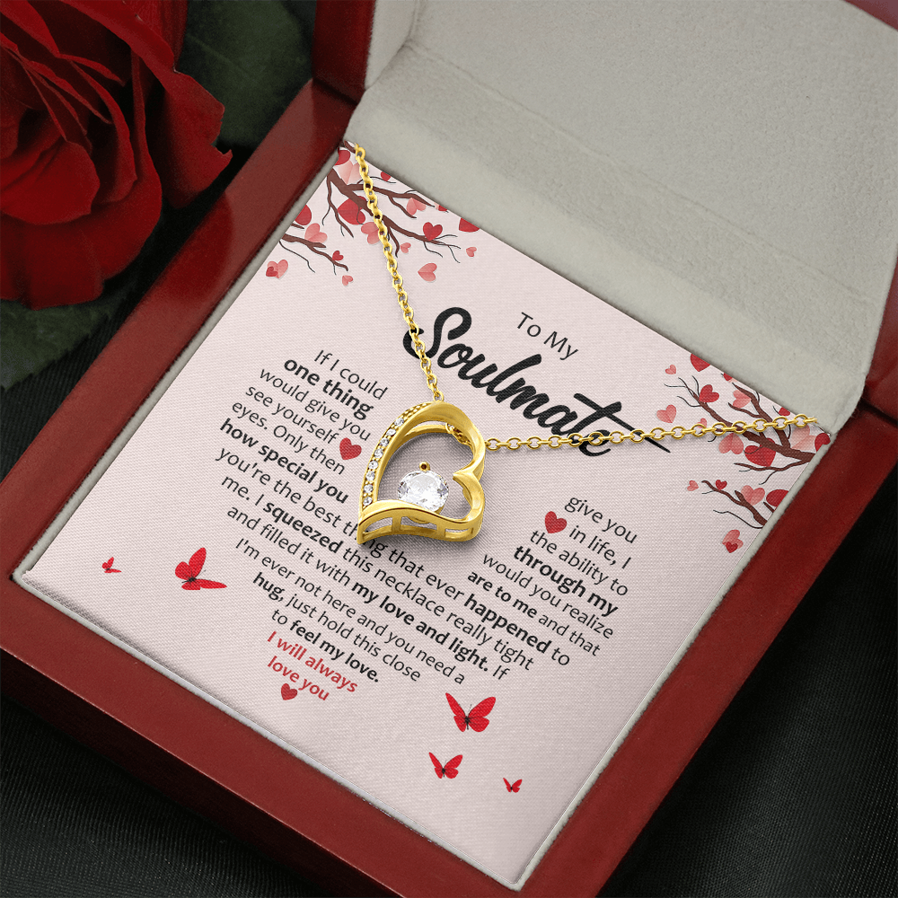 Soulmate Romantic Heart Pendant Necklace - Hold This Tight to Feel My Love