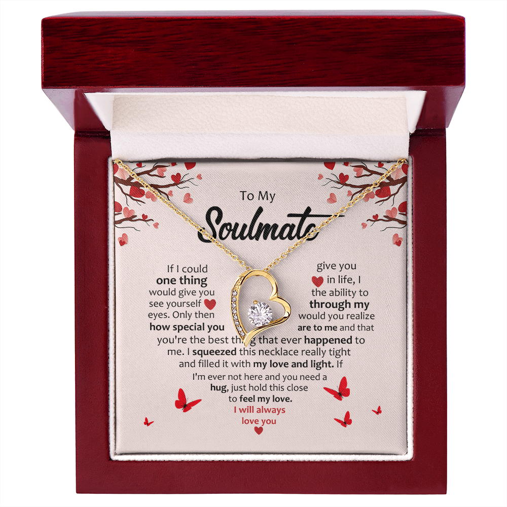 Soulmate Romantic Heart Pendant Necklace - Hold This Tight to Feel My Love