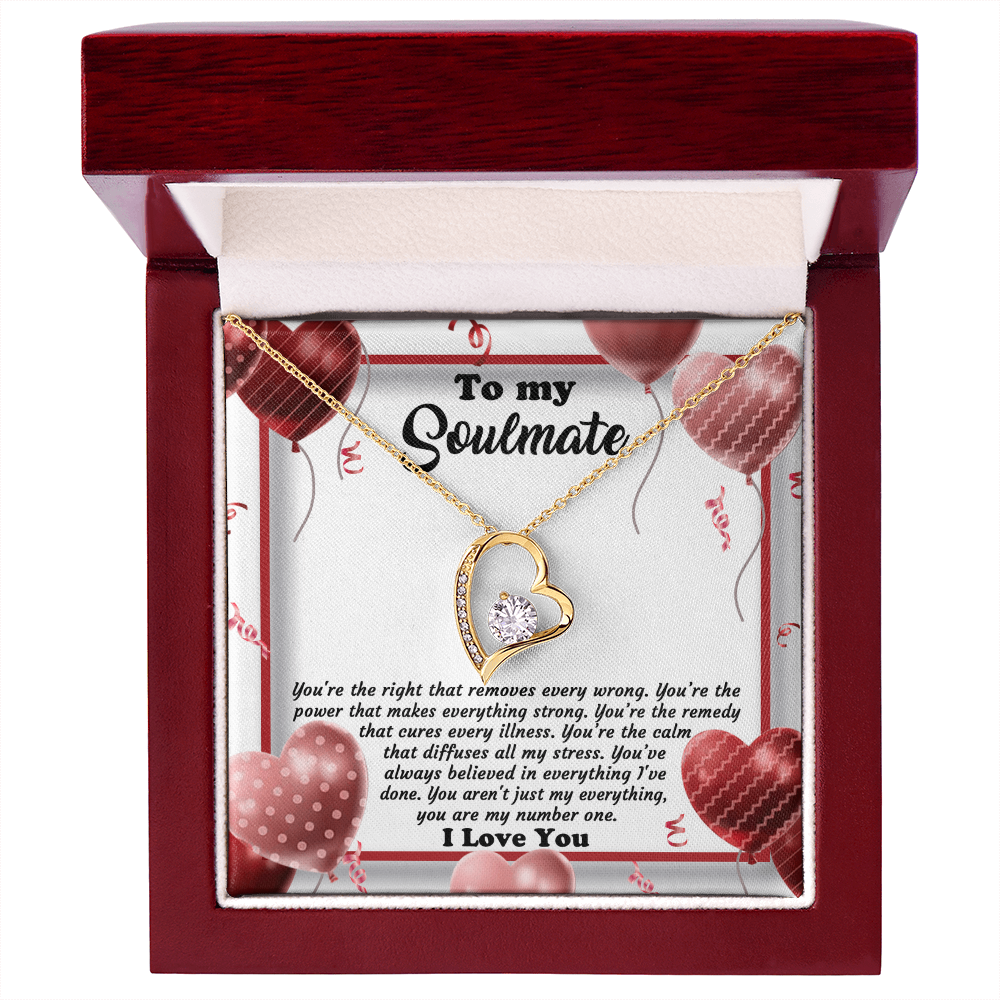 Soulmate - My Number One - Romantic Message with Forever Love Heart Necklace
