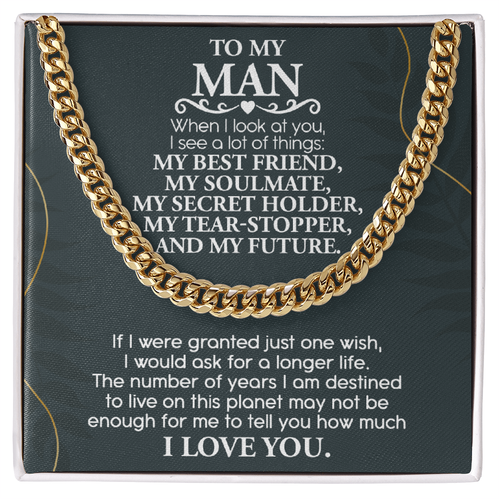 To My Man Cuban Link Necklace – Soulmate & Best Friend Love Gift for Him
