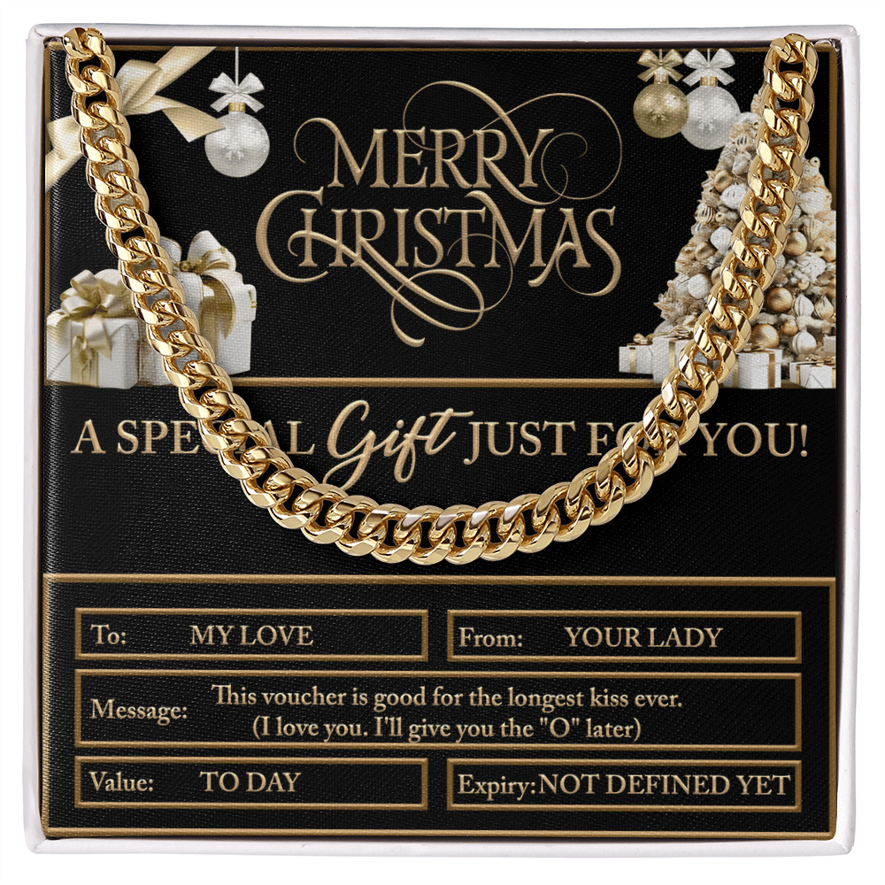 Merry Christmas Men's Cuban Chain Necklace – Funny Romantic, Flirty Christmas Gift