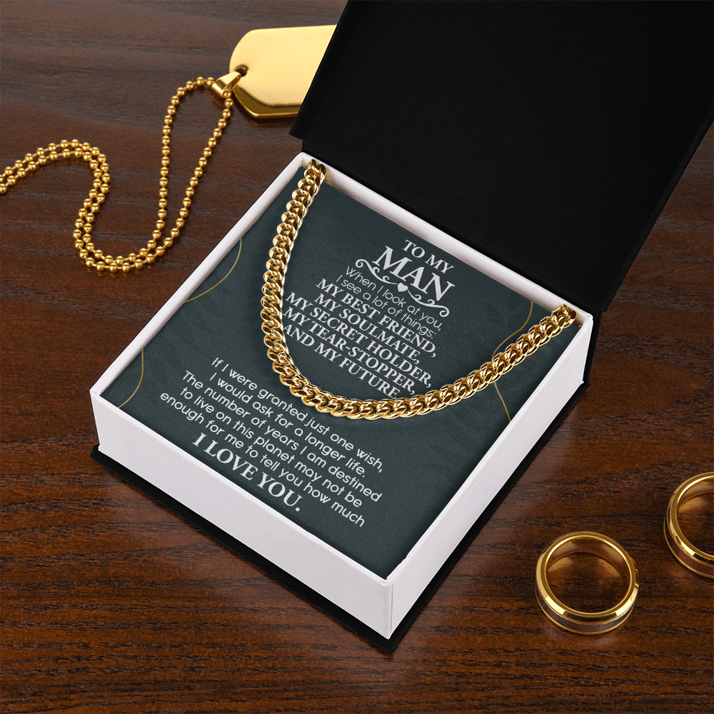 To My Man Cuban Link Necklace – Soulmate & Best Friend Love Gift for Him